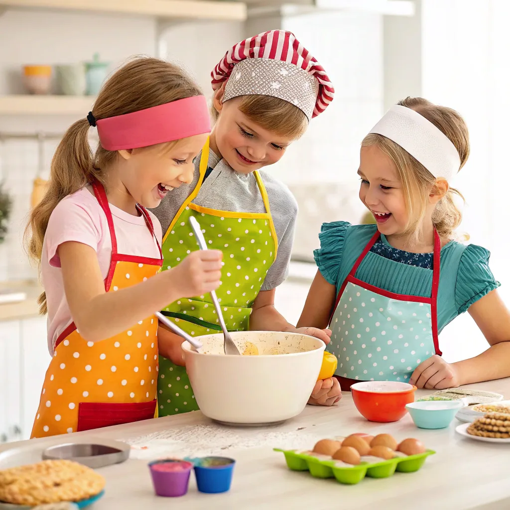 Children cooking and having fun in the kitchen